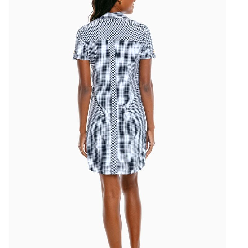 Womens black and white check mini shirt dress
