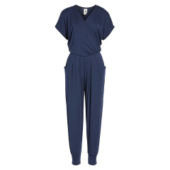 Short sleeve wrap top jumpsuit womens