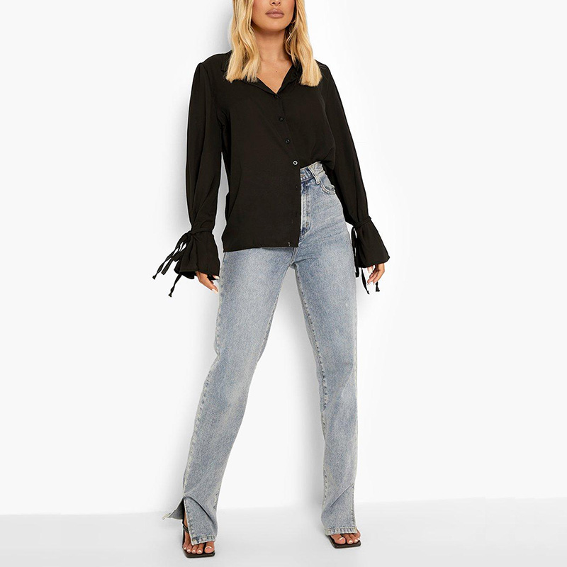 A new day tie long sleeve button down shirt womens
