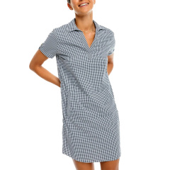 Womens black and white check mini shirt dress