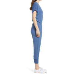 Short sleeve wrap top jumpsuit womens