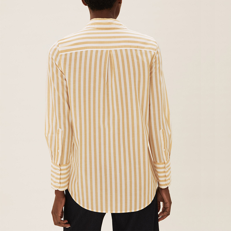 Cotton striped long sleeve longline shirt womens