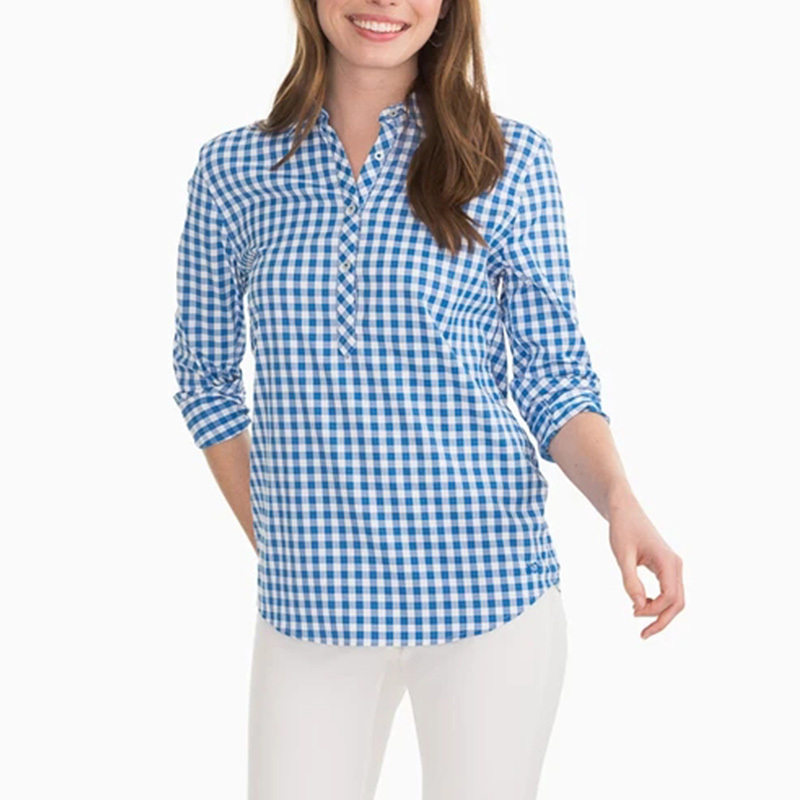 Check popover shirt womens