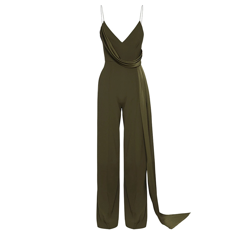 Womens fashion strappy sleeveless frill jumpsuit