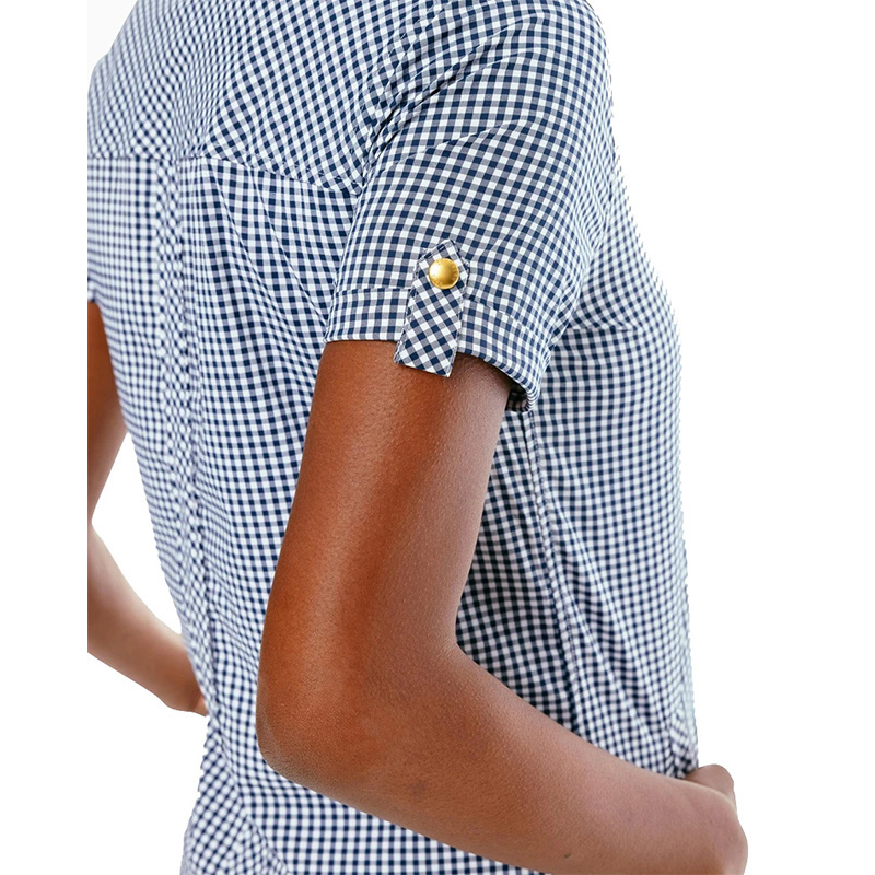Womens black and white check mini shirt dress