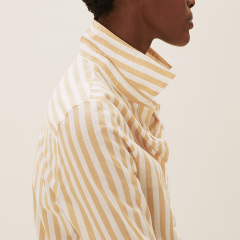 Cotton striped long sleeve longline shirt womens