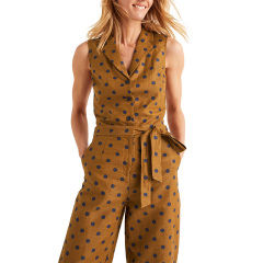 Casual sleeveless polka dot jumpsuit for women