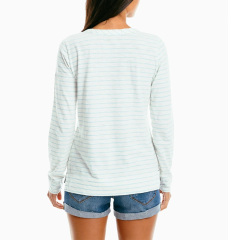 Womens long sleeves striped crew neck pullover