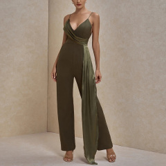 Womens fashion strappy sleeveless frill jumpsuit