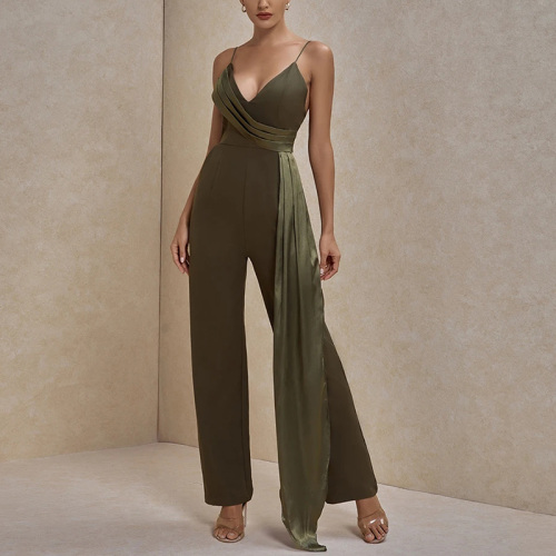 Womens fashion strappy sleeveless frill jumpsuit