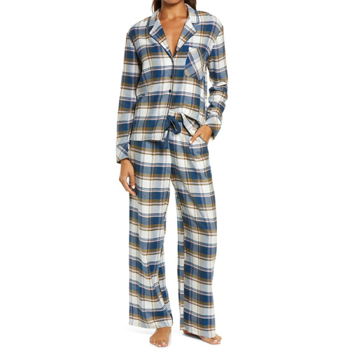 Women's flannel plaid pajamas set