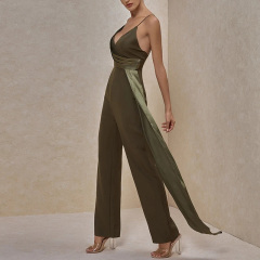 Womens fashion strappy sleeveless frill jumpsuit