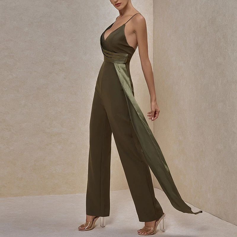 Womens fashion strappy sleeveless frill jumpsuit