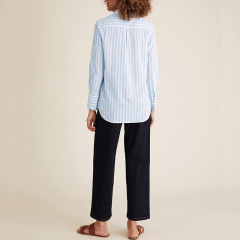 Cotton striped long sleeve longline shirt womens