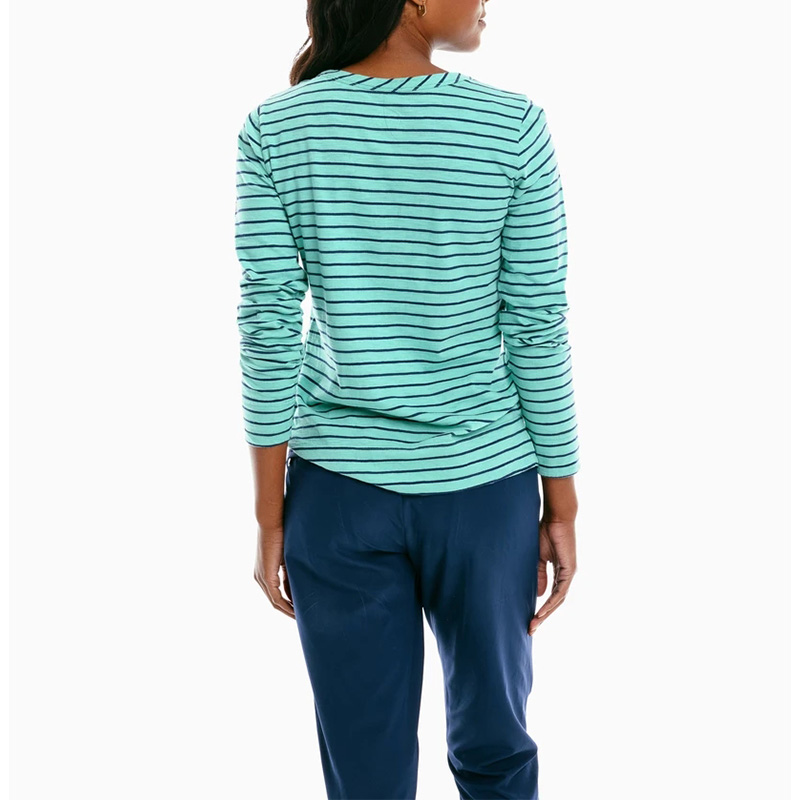 Womens long sleeves striped crew neck pullover