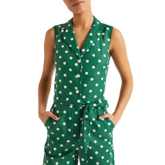 Casual sleeveless polka dot jumpsuit for women
