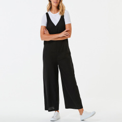 Sleeveless v-neck wide leg linen overalls womens