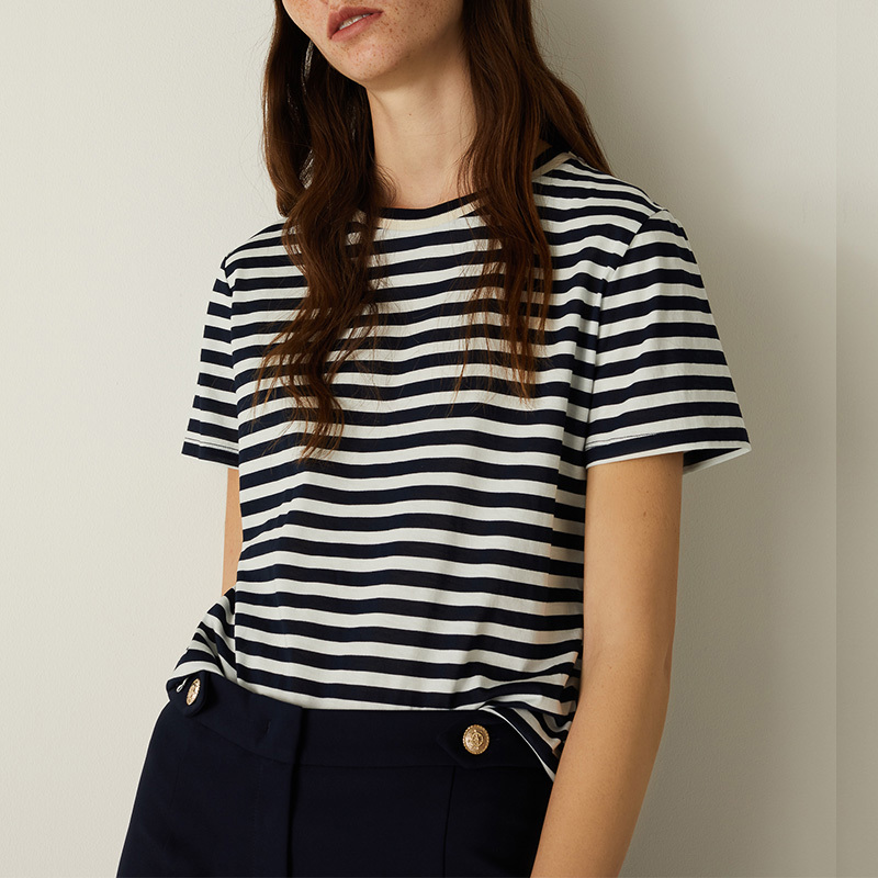 Black and white striped jersey t shirt women