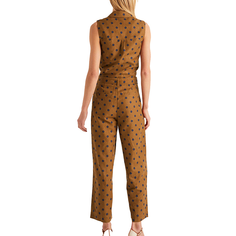 Casual sleeveless polka dot jumpsuit for women