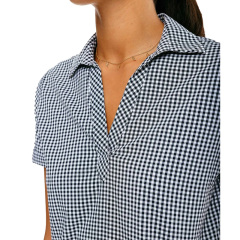 Womens black and white check mini shirt dress