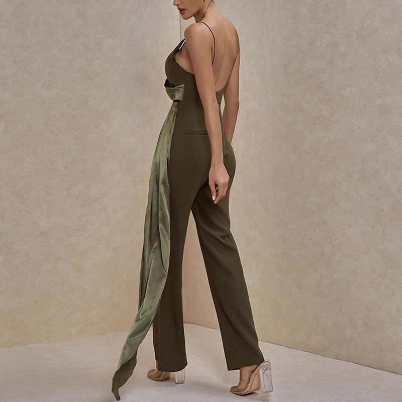 Womens fashion strappy sleeveless frill jumpsuit