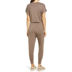 Short sleeve wrap top jumpsuit womens