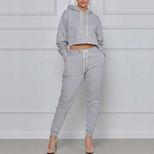 Womens cropped hoodie and jogger sweatpants set