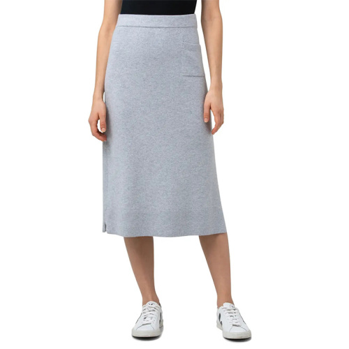 Womens cashmere knit midi skirt