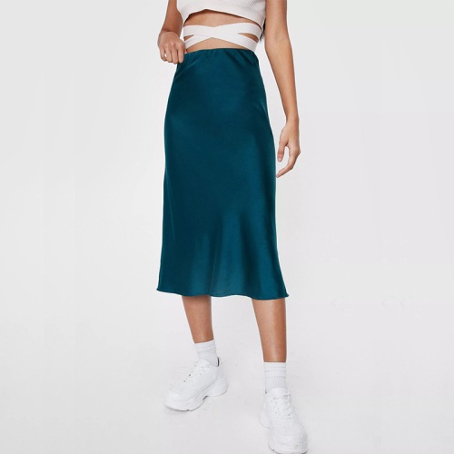 Ladies' bias cut satin midi skirt