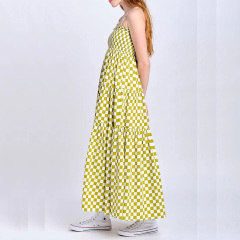 Womens sleeveless checkered midi dress