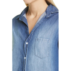 Cotton denim long sleeve shirt dress womens
