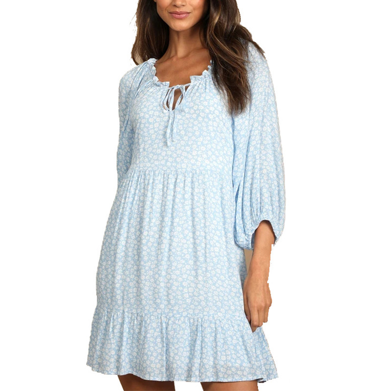 Floral print tiered ruffle mini dress