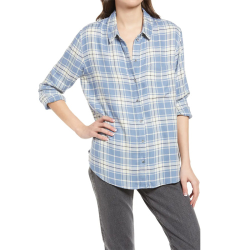 Button Down Plaid Boyfriend Shirt for women