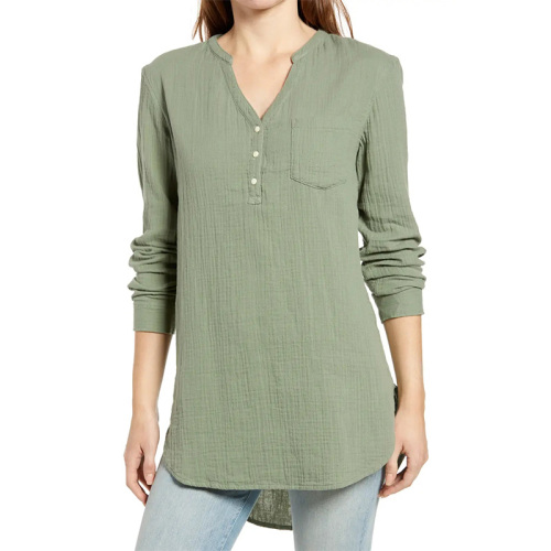 Women's Long Sleeve cotton Tunic blouse