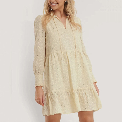 Women's floral embroidered cotton dress