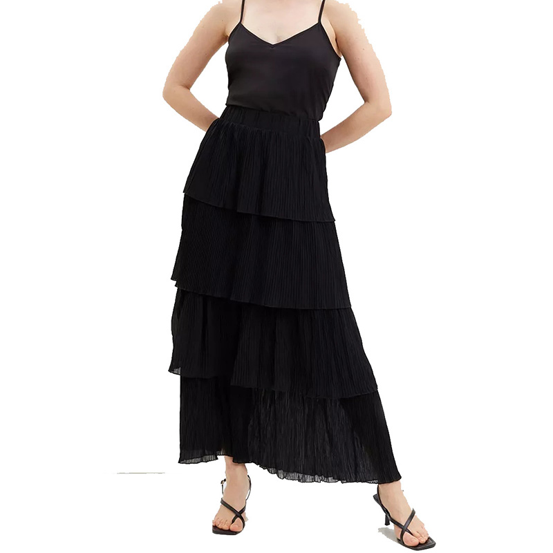 Womens crinkle maxi long layered skirt ​