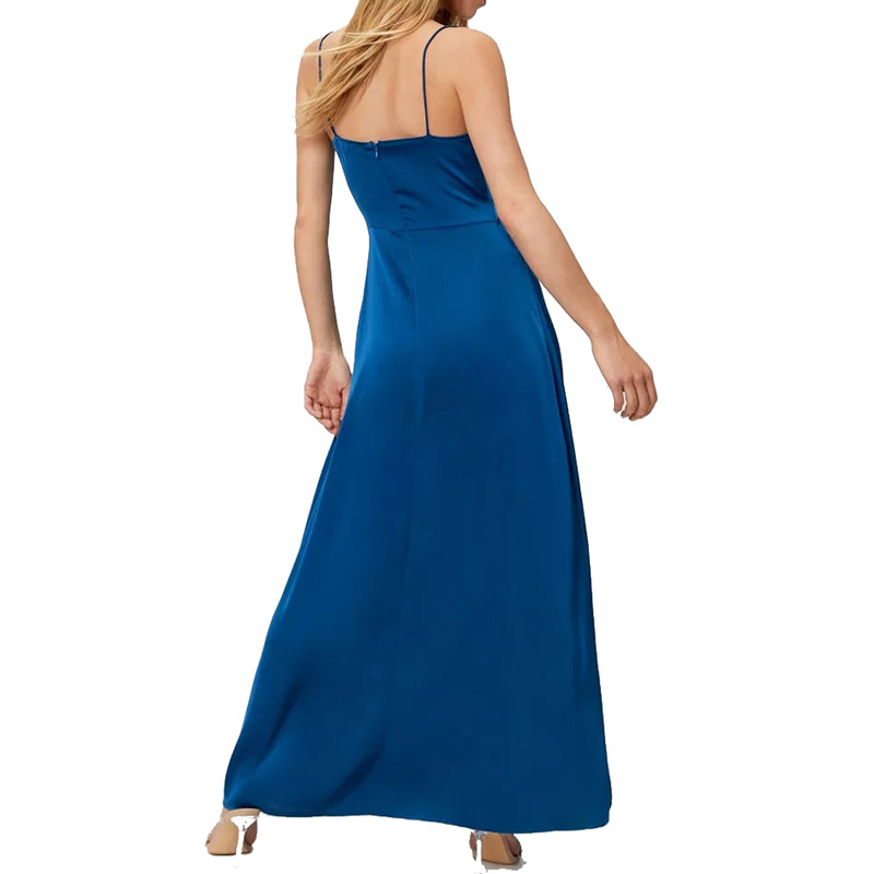 Womens satin V neck wrap maxi dress