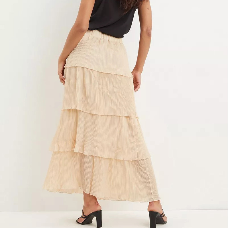 Womens crinkle maxi long layered skirt ​