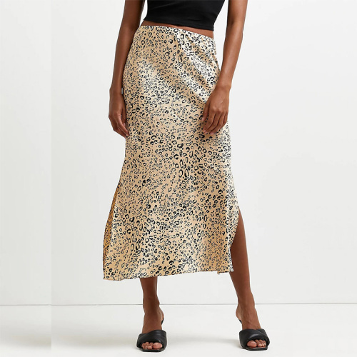 Ladies leopard print midi skirt