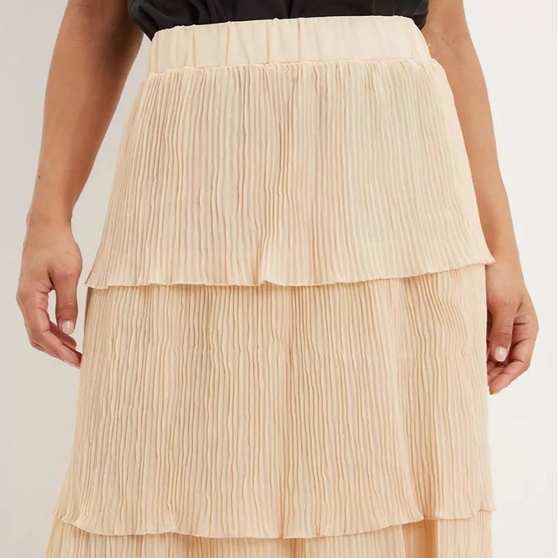 Womens crinkle maxi long layered skirt