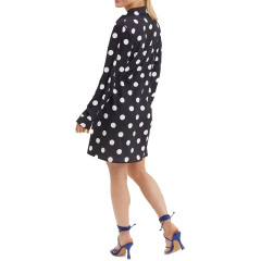 Black and white polka dot mini shirt dress