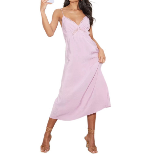 Womens silk midi slip dress