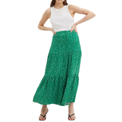 Ladies summer floral tiered midi skirt