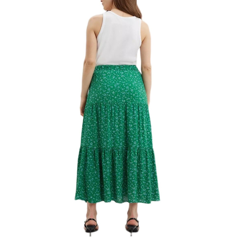 Ladies summer floral tiered midi skirt