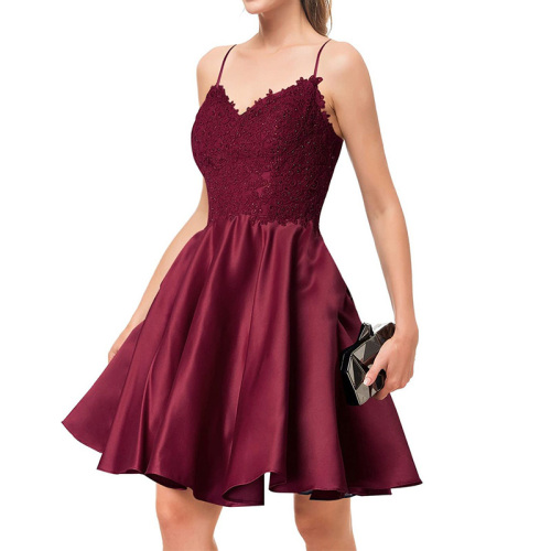 Womens V neck short mini homecoming dress