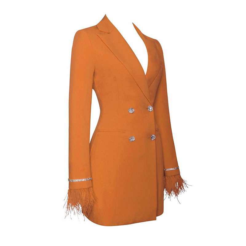 Blazer dress with feathers for women