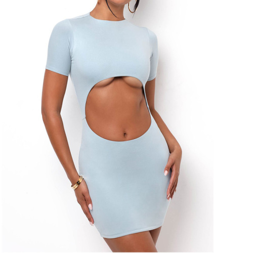 Sexy front cut out mini body con dress