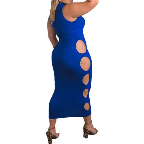 Plus size sexy side cut out midi dress
