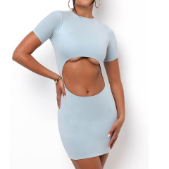 Sexy front cut out mini body con dress