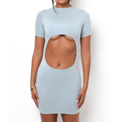Sexy front cut out mini body con dress